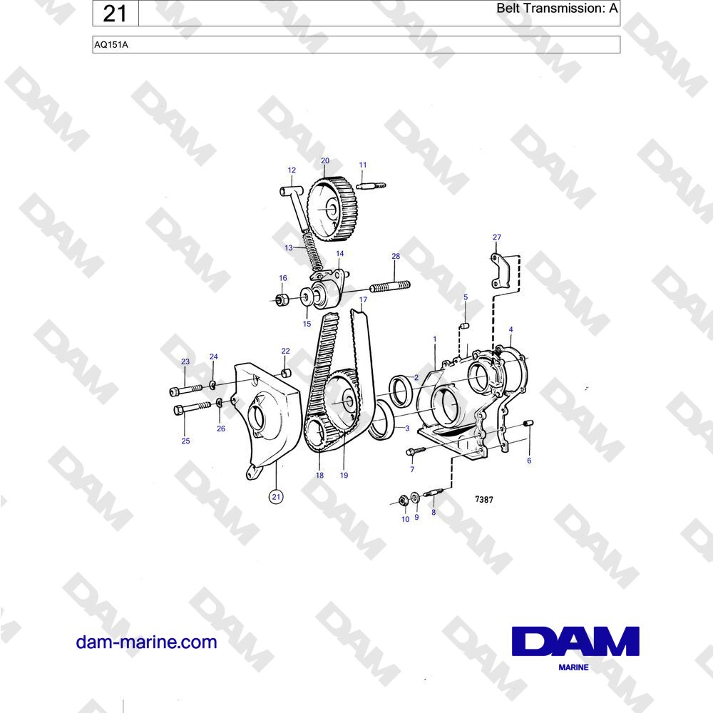 Spare parts and exploded views for Volvo Penta AQ151 Spare parts and exploded views for Volvo Penta AQ151